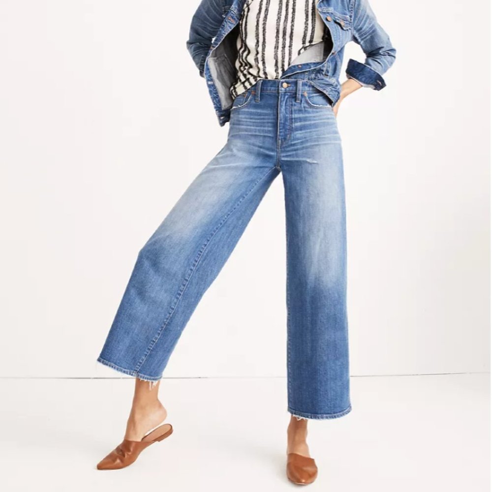 Madewell Wide-Leg Crop Jeans in Finney Wash